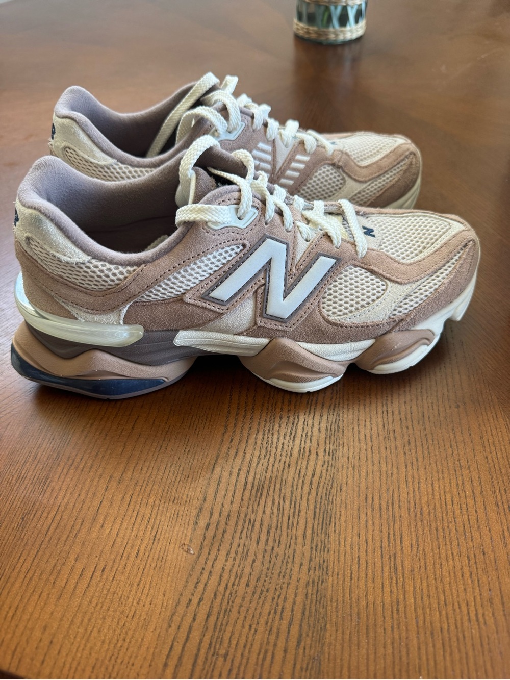 New Balance Women's Beige and white Mesh & Suede Sneakers - Picture 3 of 8
